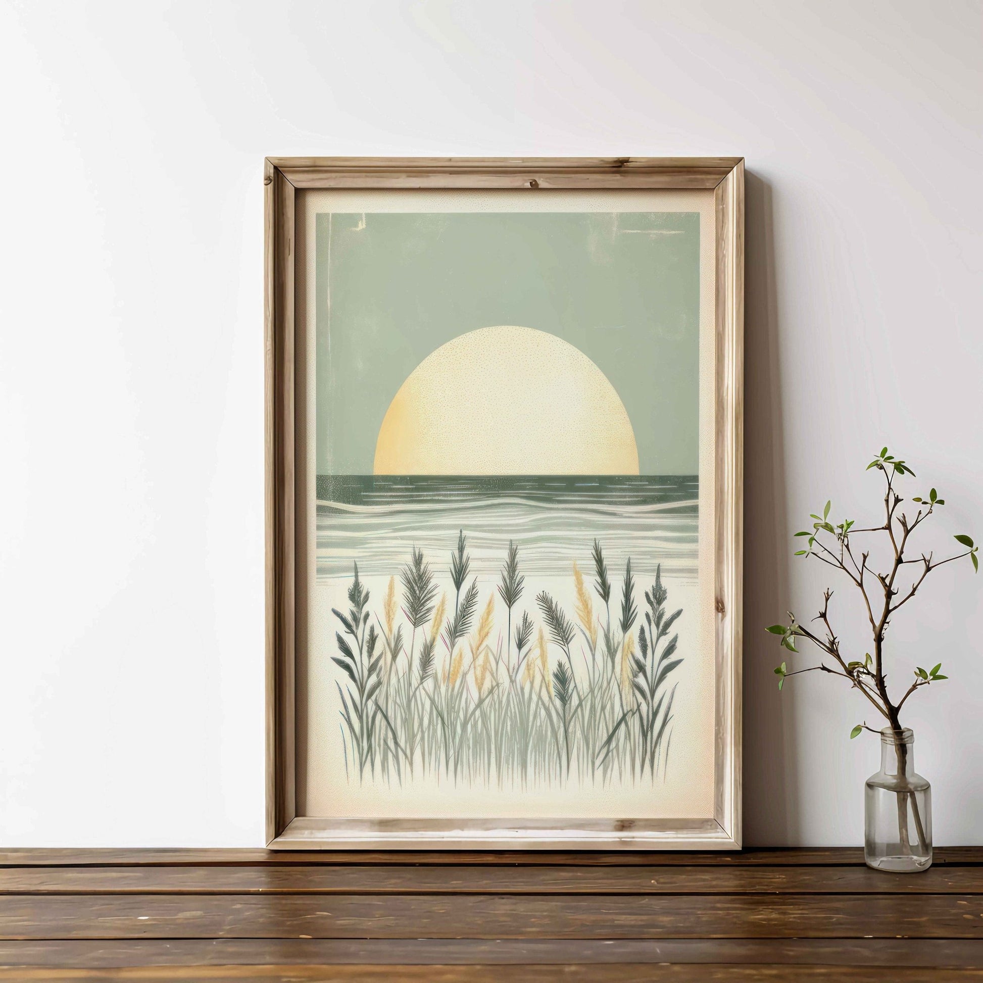 Coastal Sea Painting, Beach Wall Decor, Sunset Art for Home - WildfieldPrints