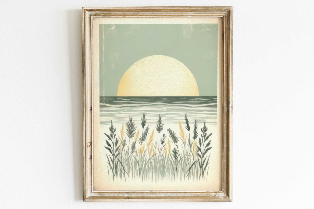 Beach Sunset Wall Art – Coastal Living Room Print