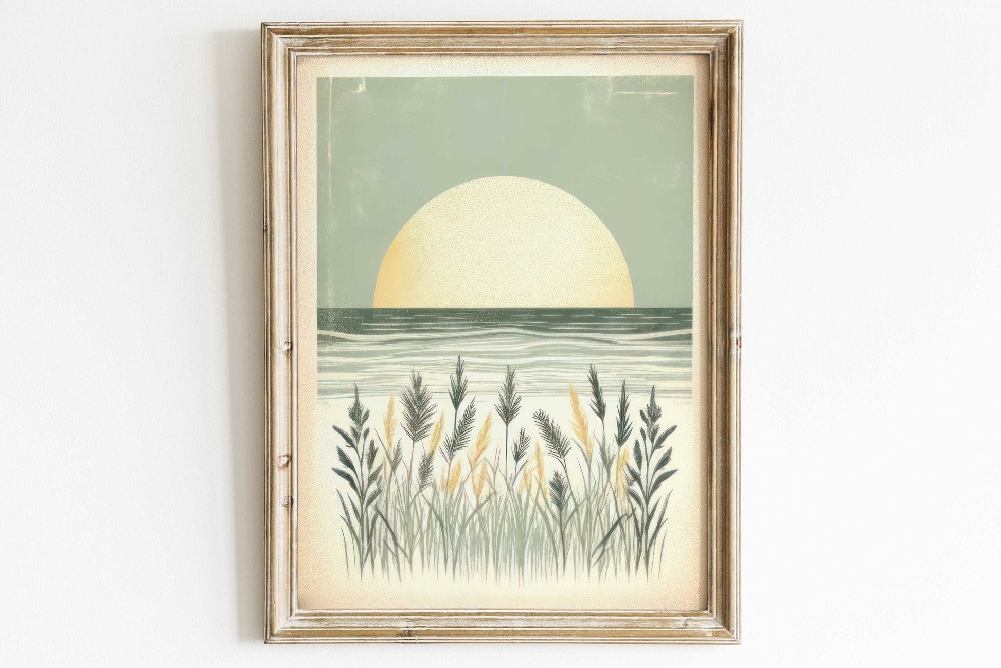 Coastal Sea Painting, Beach Wall Decor, Sunset Art for Home - WildfieldPrints