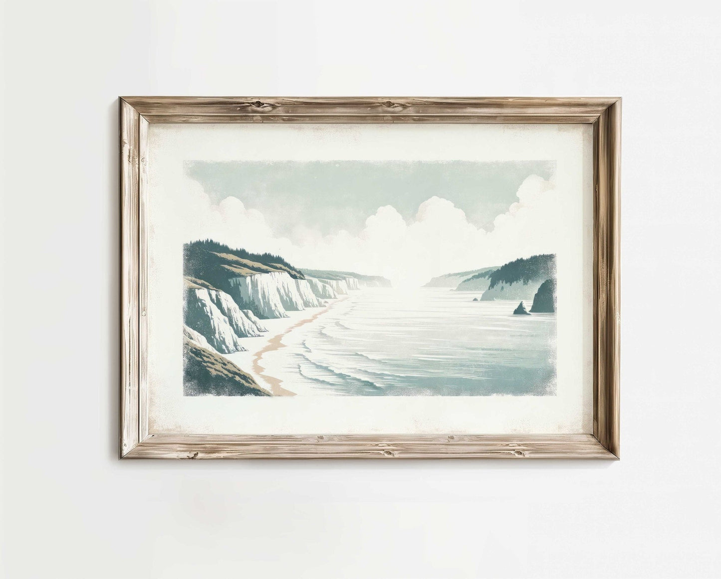 Coastal Wall Art, Cliffed Coast Decor, Vintage Nature Print - WildfieldPrints