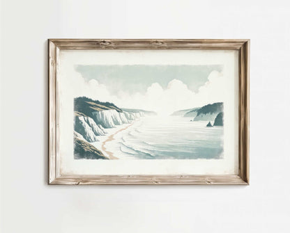 Coastal Wall Art, Cliffed Coast Decor, Vintage Nature Print - WildfieldPrints