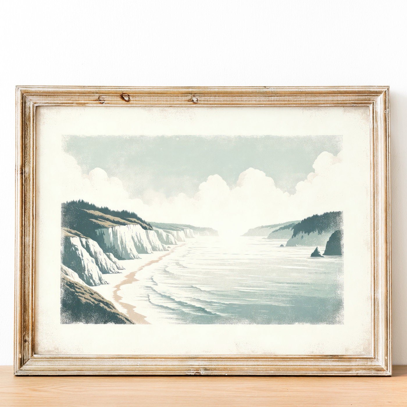 Coastal Wall Art, Cliffed Coast Decor, Vintage Nature Print - WildfieldPrints