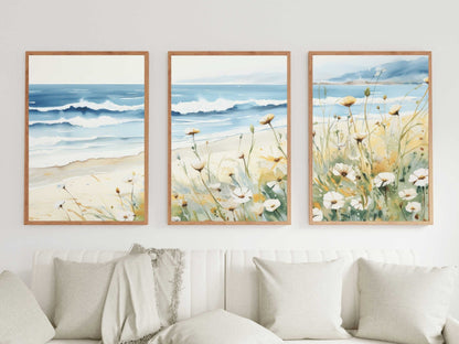 Coastal Wall Art, Seaside Watercolor Painting, Beach House Decor - WildfieldPrints