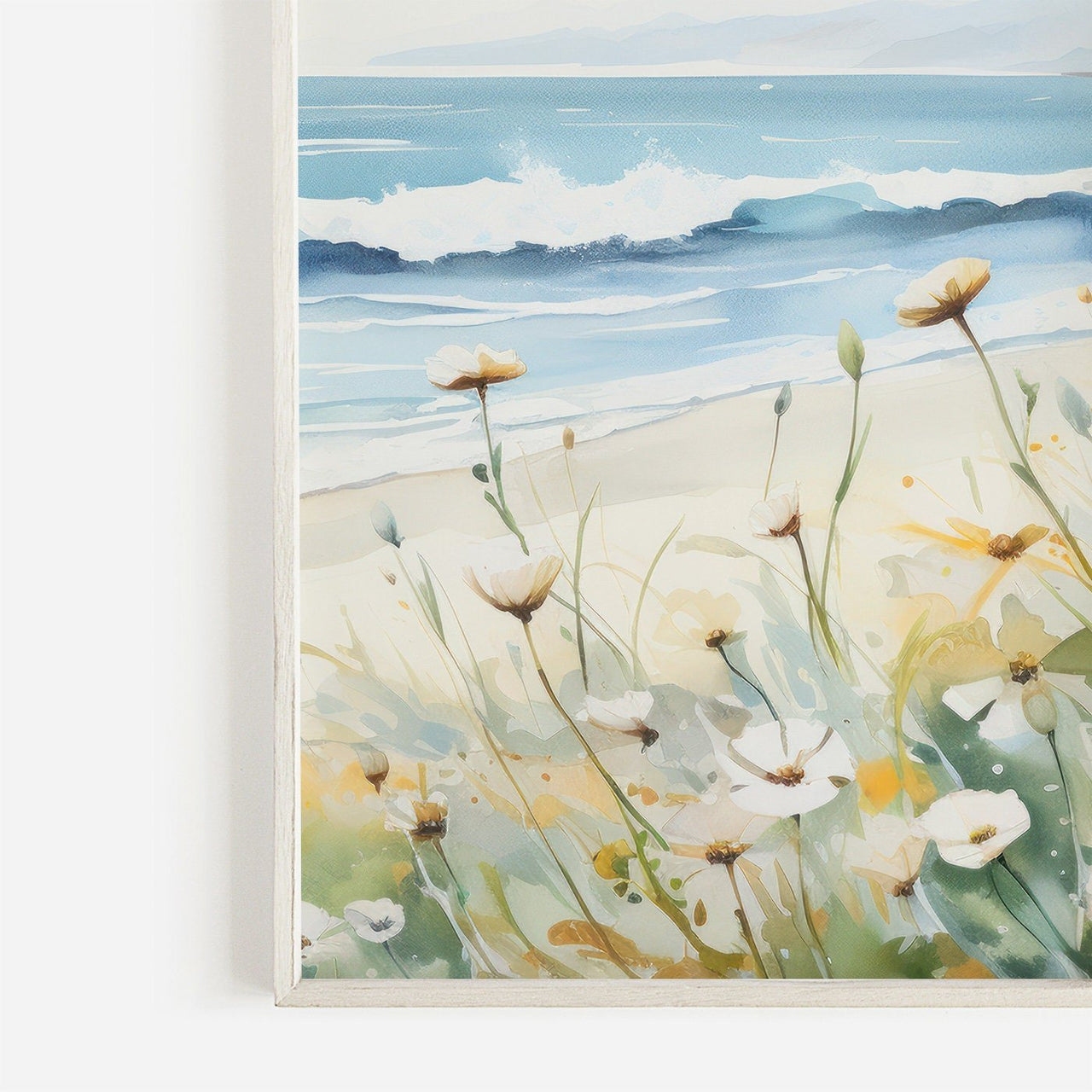 Seaside Watercolor Wall Art – Coastal Living Room Decor Set of 3