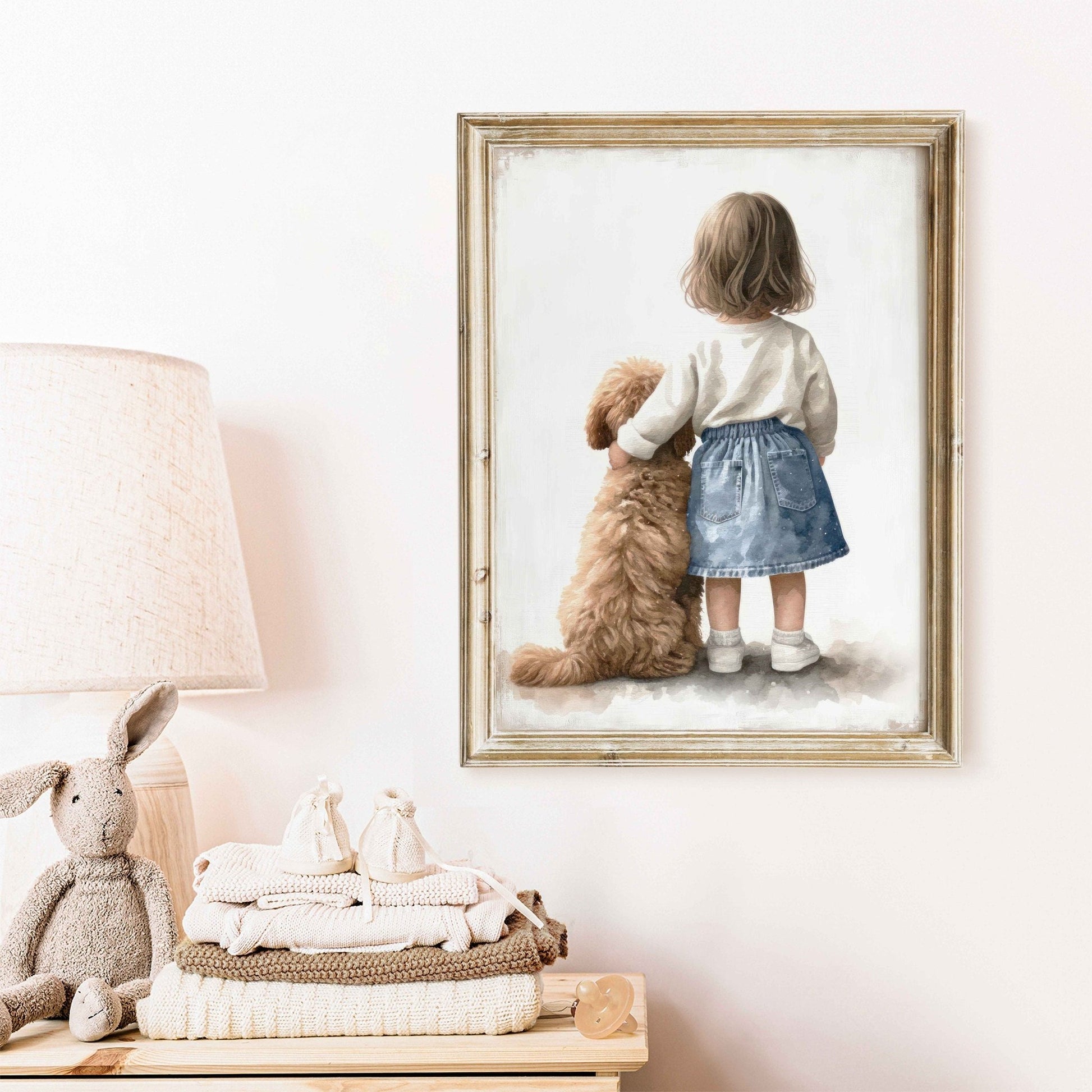 Cockapoo Nursery Art, Girl & Dog Print, Toddler Room Decor - WildfieldPrints