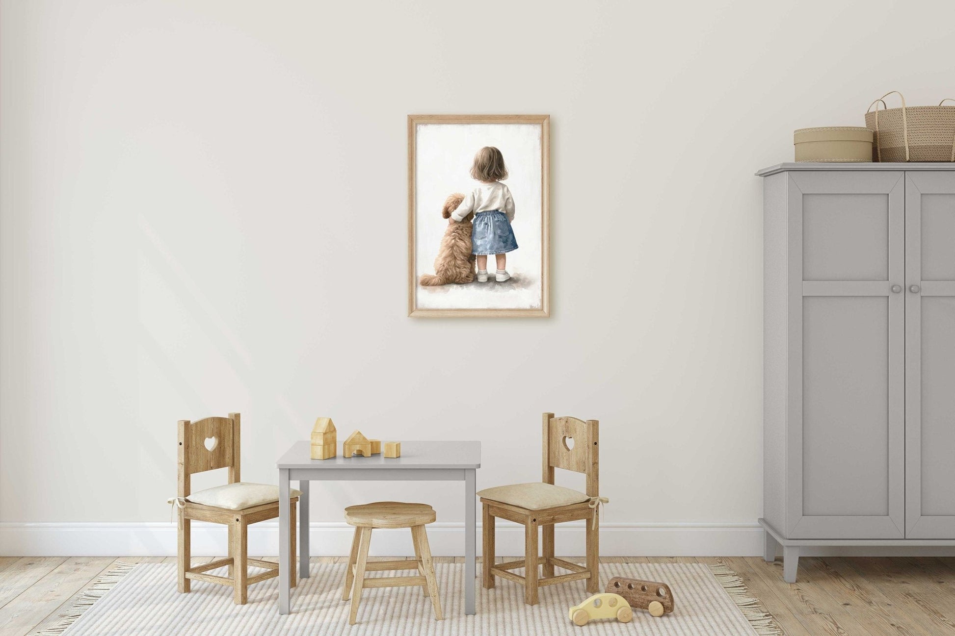 Cockapoo Nursery Art, Girl & Dog Print, Toddler Room Decor - WildfieldPrints