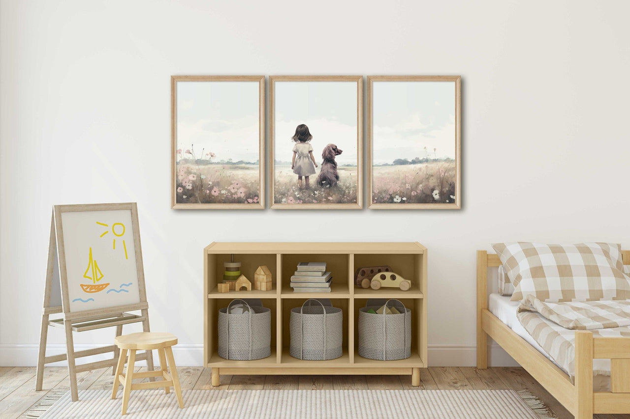 Cocker Spaniel Wall Art – Dog Nursery Print for Girls Room • Set of 3