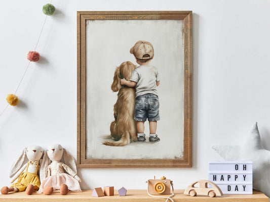 Cocker Spaniel Nursery Wall Decor, Boy Dog Art, Cute Toddler Poster - WildfieldPrints