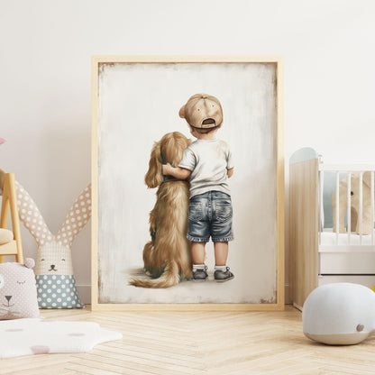 Cocker Spaniel Nursery Wall Decor, Boy Dog Art, Cute Toddler Poster - WildfieldPrints