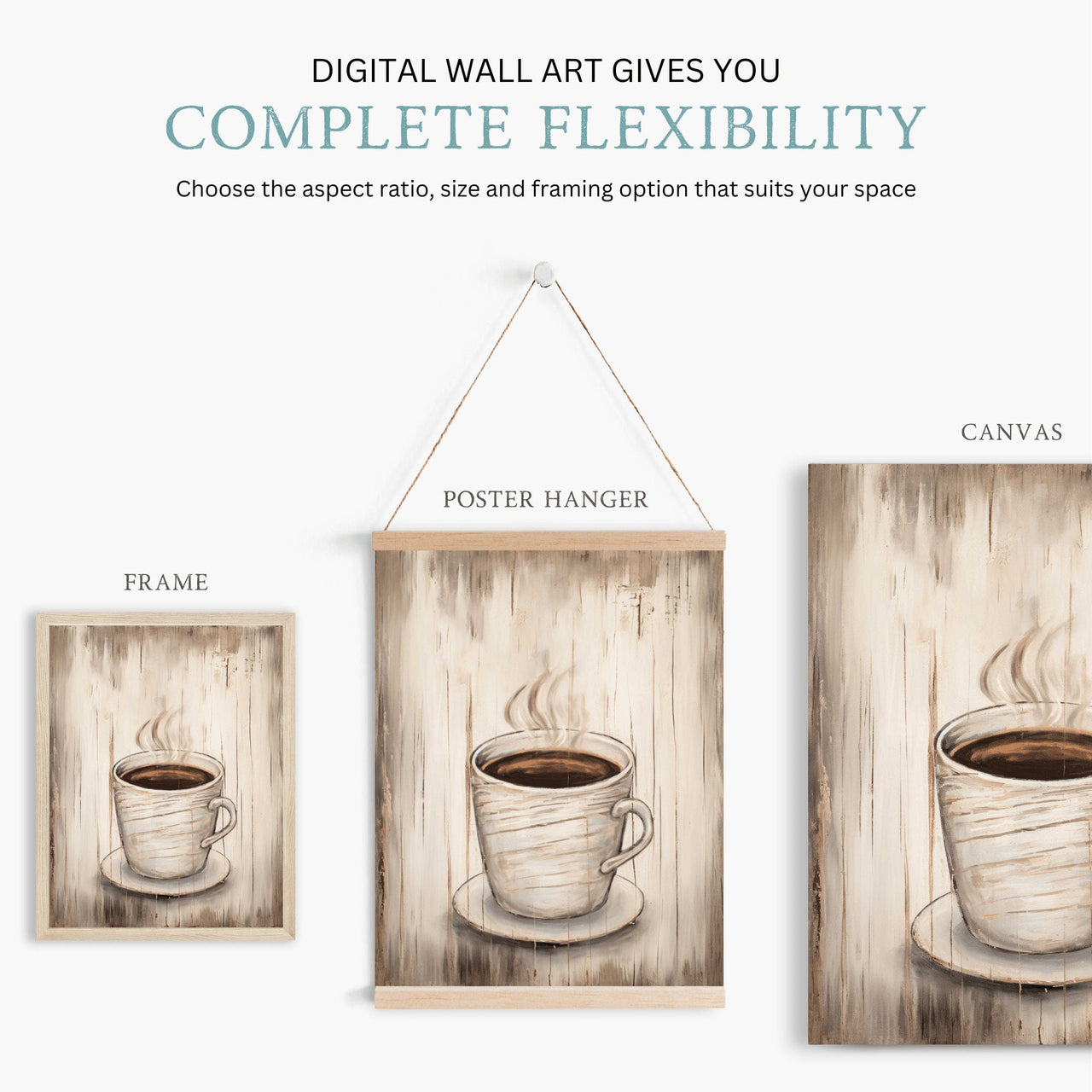 Coffee Art Print – Kitchen Wall Decor for Rustic Spaces