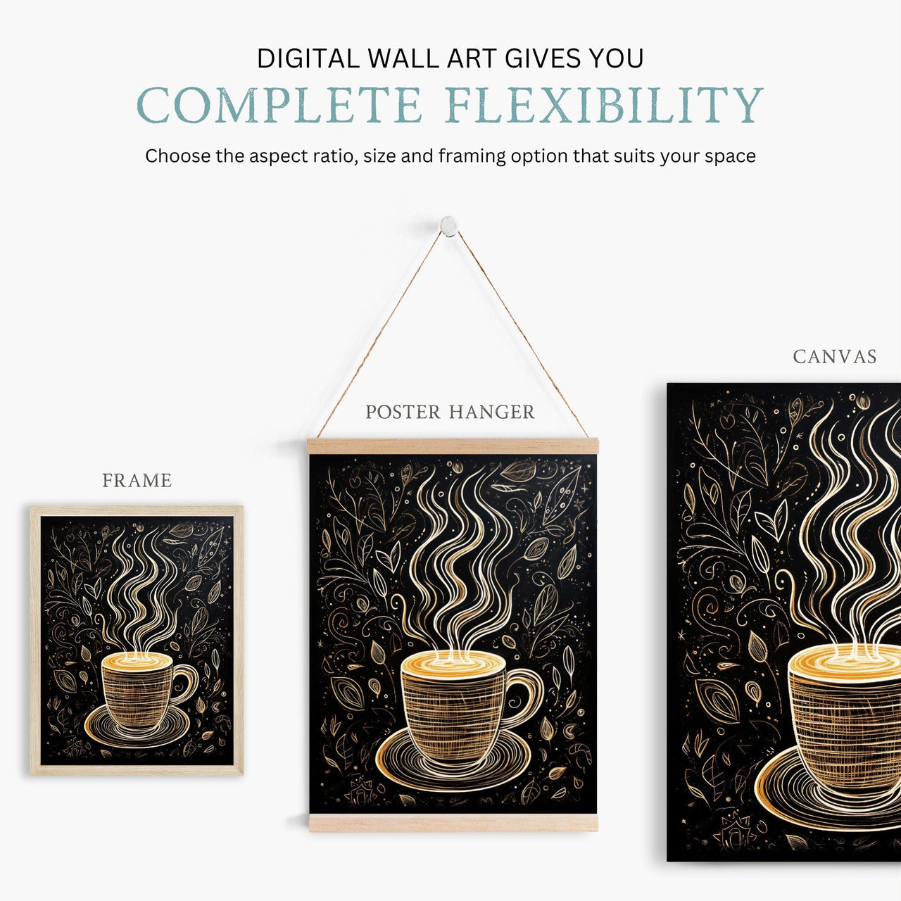 Coffee Cup Wall Art – Kitchen Print for Dining Room