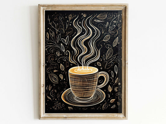 Coffee Cup Wall Art – Kitchen Print for Dining Room