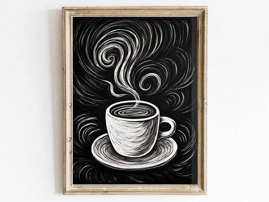 Coffee Cup Print – Kitchen Wall Decor for Rustic Nook