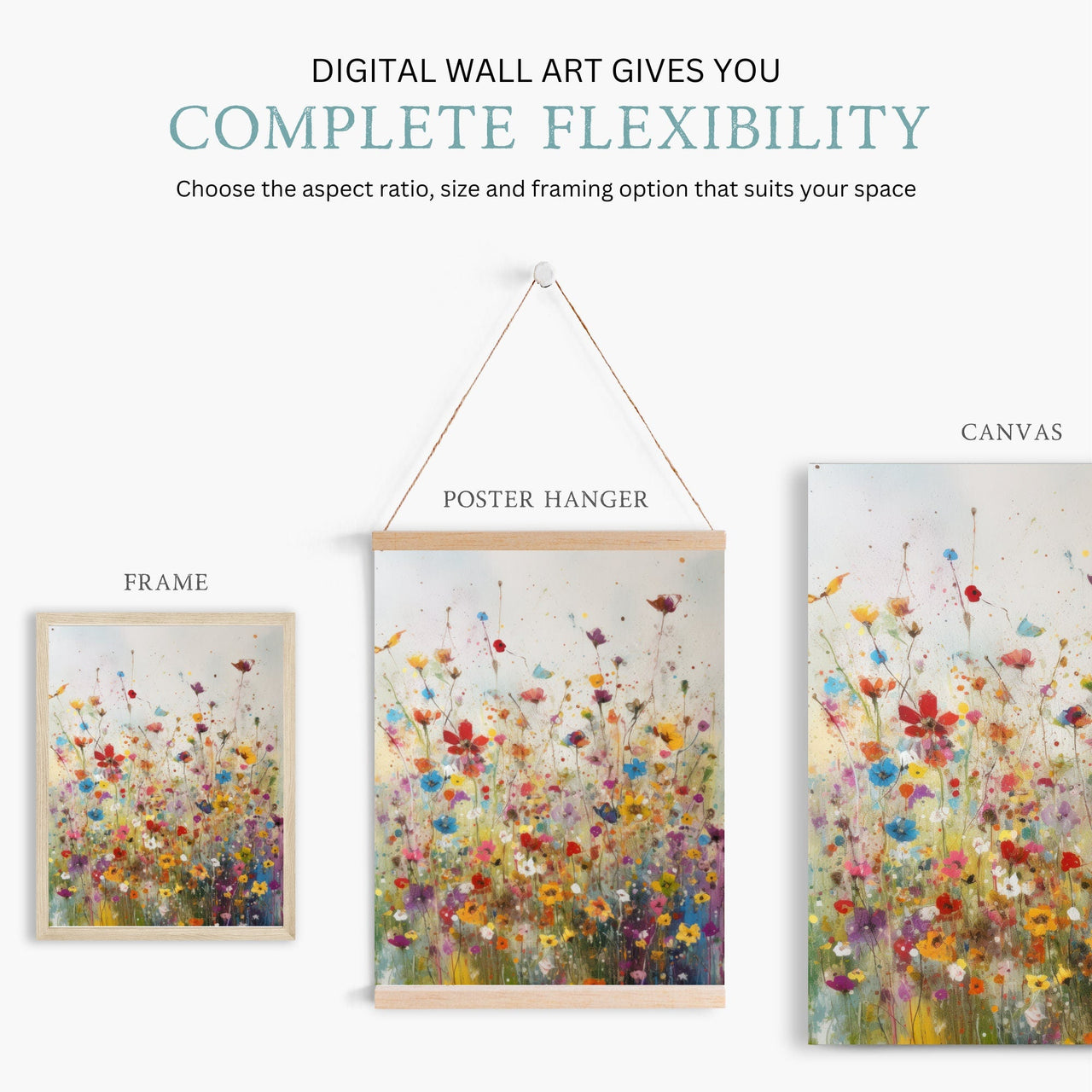 Wildflower Wall Art – Floral Living Room Print