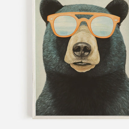 Cool Bear Wall Art, Vintage Animal Decor, Toddler Room Accent - WildfieldPrints