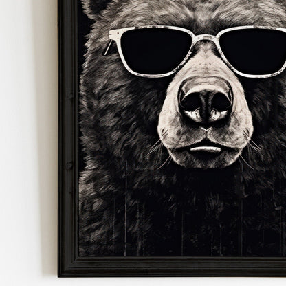 Cool Bear Wall Art, Vintage Toddler Room Decor, Funny Animal Design - WildfieldPrints