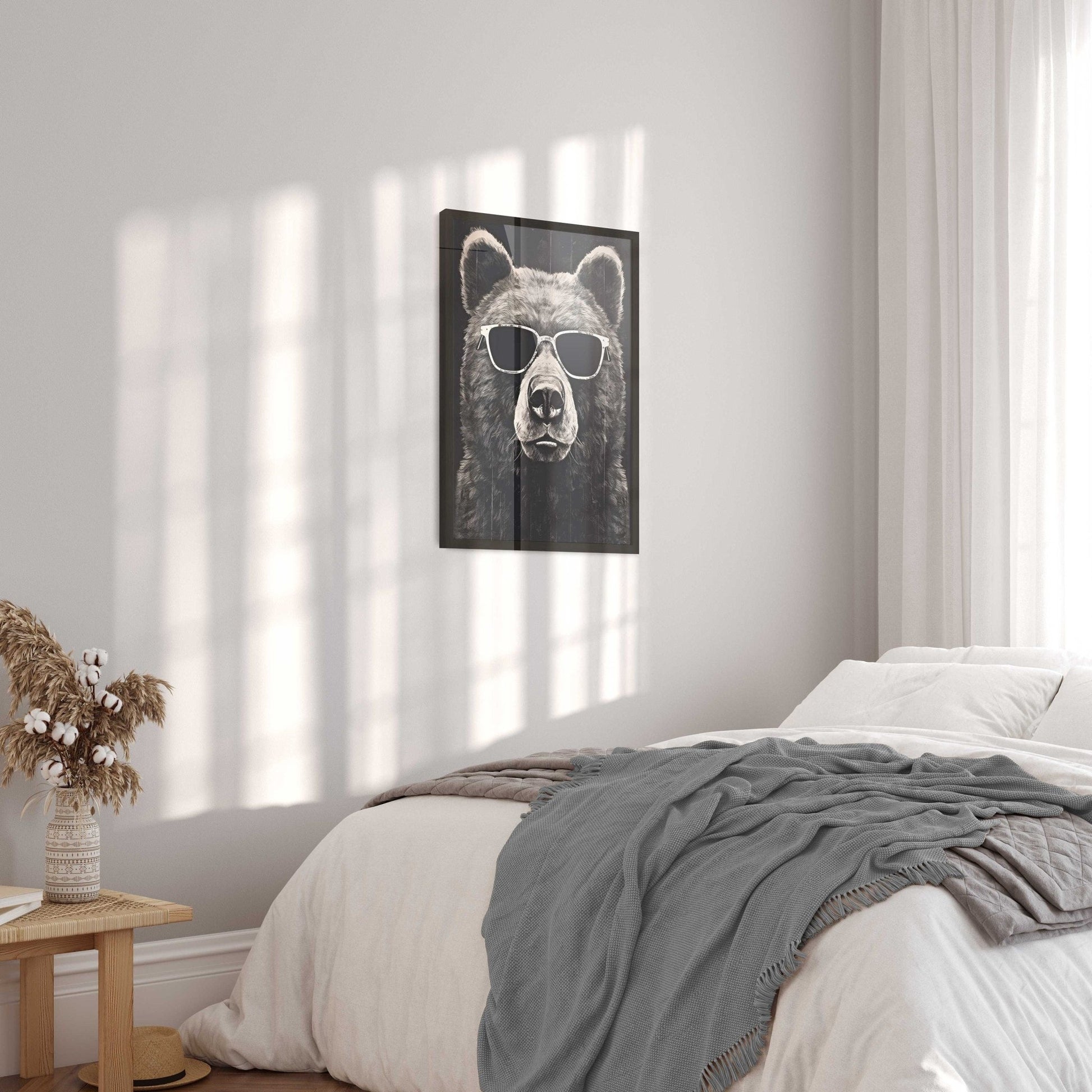 Cool Bear Wall Art, Vintage Toddler Room Decor, Funny Animal Design - WildfieldPrints