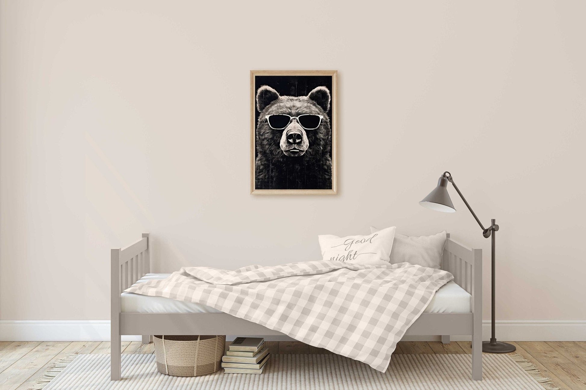 Cool Bear Wall Art, Vintage Toddler Room Decor, Funny Animal Design - WildfieldPrints