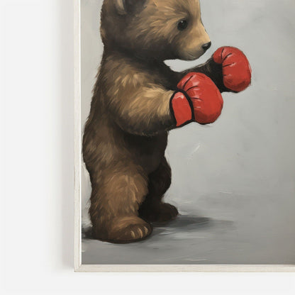 Cool Boys Room Wall Art, Bear Cub Boxer, Vintage Kids Decor - WildfieldPrints