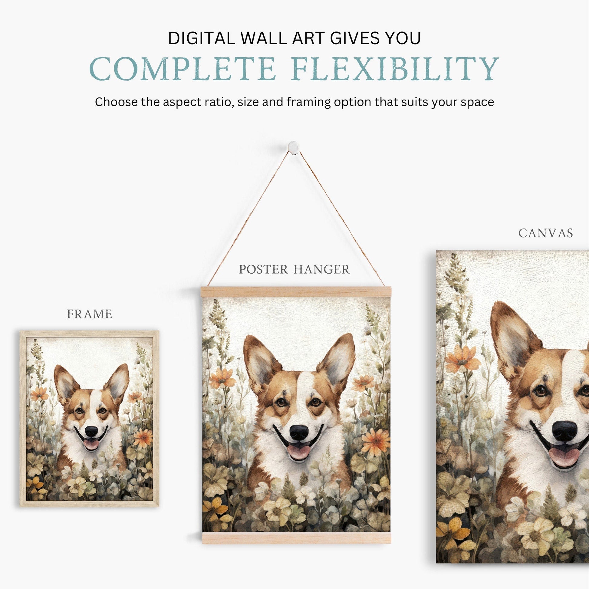 Corgi Wall Art, Vintage Dog Decor, Pembroke Welsh Corgi Print - WildfieldPrints