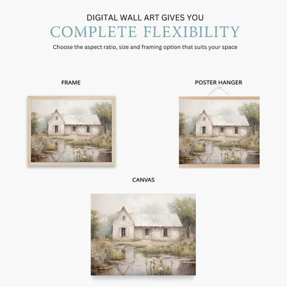 Cottage Art Print, French Countryside Decor, Rustic Farmhouse Style - WildfieldPrints