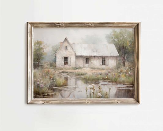 Cottage Art Print, French Countryside Decor, Rustic Farmhouse Style - WildfieldPrints
