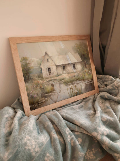Cottage Art Print, French Countryside Decor, Rustic Farmhouse Style - WildfieldPrints