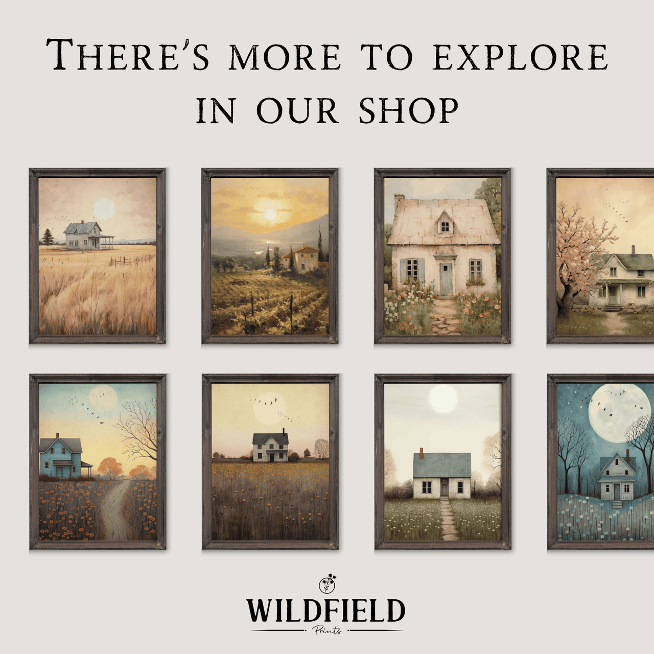 Rustic Cottage Wall Art – Farmhouse Living Room Print