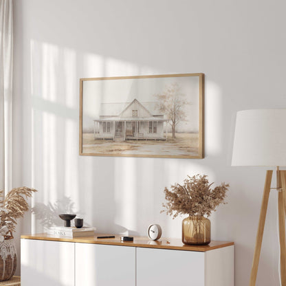 Country House Painting, Rustic Cottage Wall Art, Farmhouse Decor - WildfieldPrints