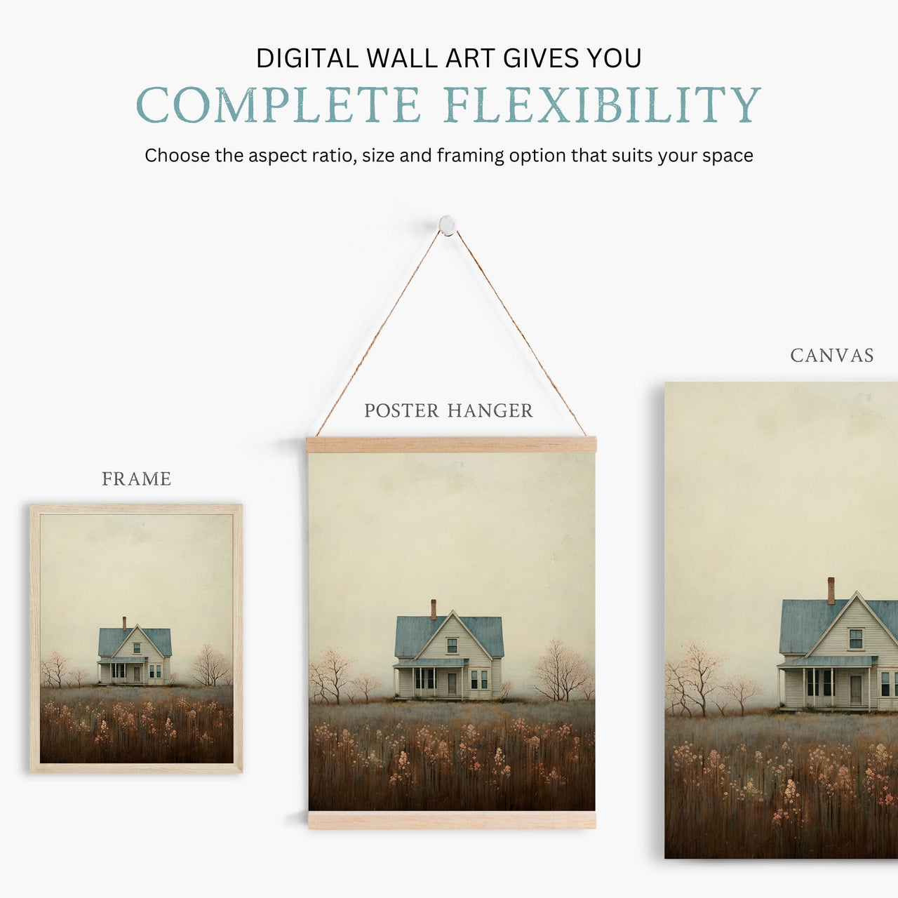 Country House Wall Art – Farmhouse Living Room Print