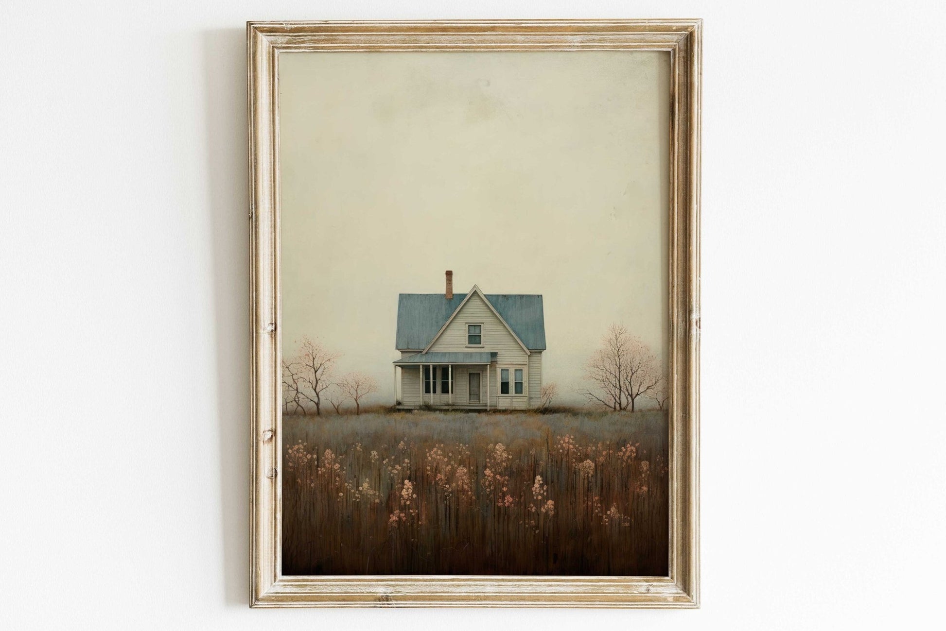 Country House Painting, Rustic Farmhouse Wall Decor, Countryside Print - WildfieldPrints