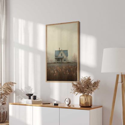 Country House Painting, Rustic Farmhouse Wall Decor, Countryside Print - WildfieldPrints
