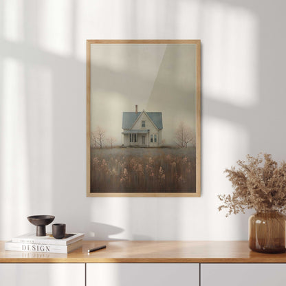 Country House Painting, Rustic Farmhouse Wall Decor, Countryside Print - WildfieldPrints
