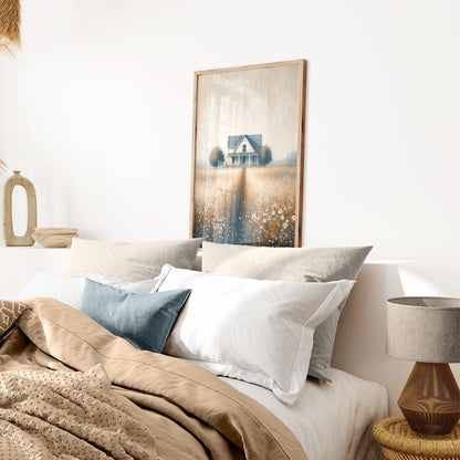 Country House Painting, Rustic Farmhouse Wall Decor, Countryside Print - WildfieldPrints