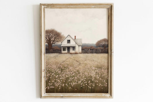 Country House Painting, Rustic Wall Art, Farmhouse Decor - WildfieldPrints