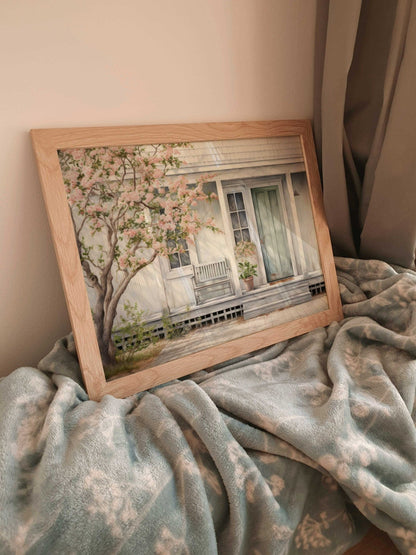 Country House Painting, Rustic Wall Art, Farmhouse Decor - WildfieldPrints