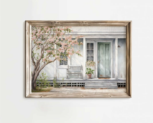 Country House Painting, Rustic Wall Art, Farmhouse Decor - WildfieldPrints