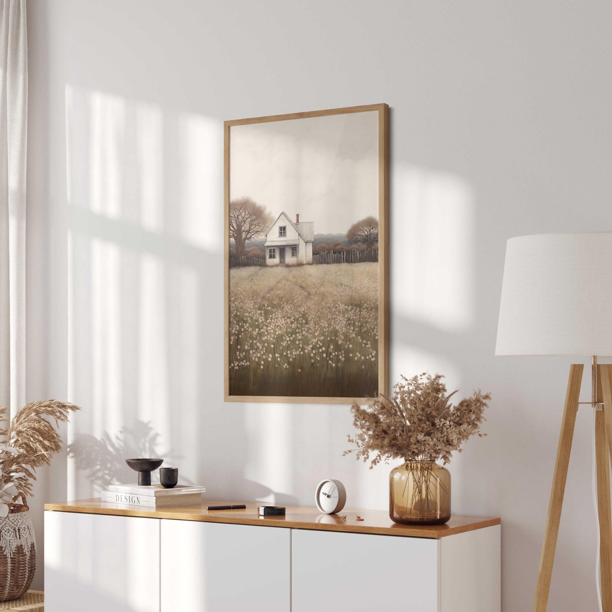 Country House Painting, Rustic Wall Art, Farmhouse Decor - WildfieldPrints