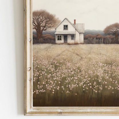 Country House Painting, Rustic Wall Art, Farmhouse Decor - WildfieldPrints