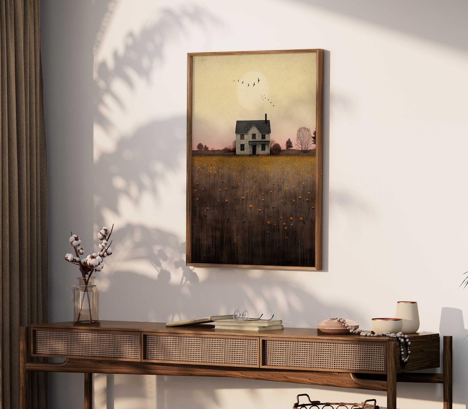 Country House Print, Countryside Wall Art, Farmhouse Decor - WildfieldPrints