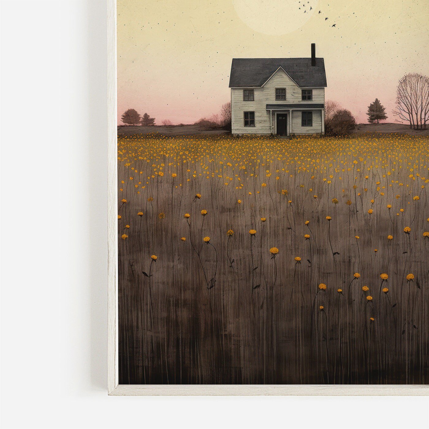 Country House Print, Countryside Wall Art, Farmhouse Decor - WildfieldPrints