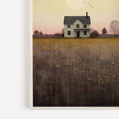 Country House Print, Countryside Wall Art, Farmhouse Decor - WildfieldPrints