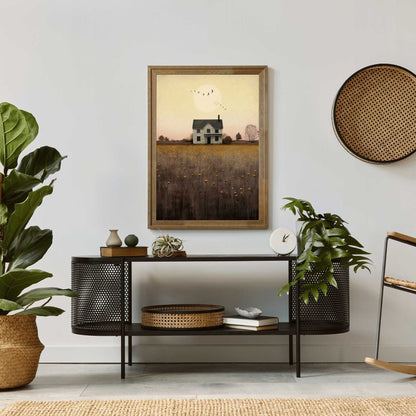 Country House Print, Countryside Wall Art, Farmhouse Decor - WildfieldPrints