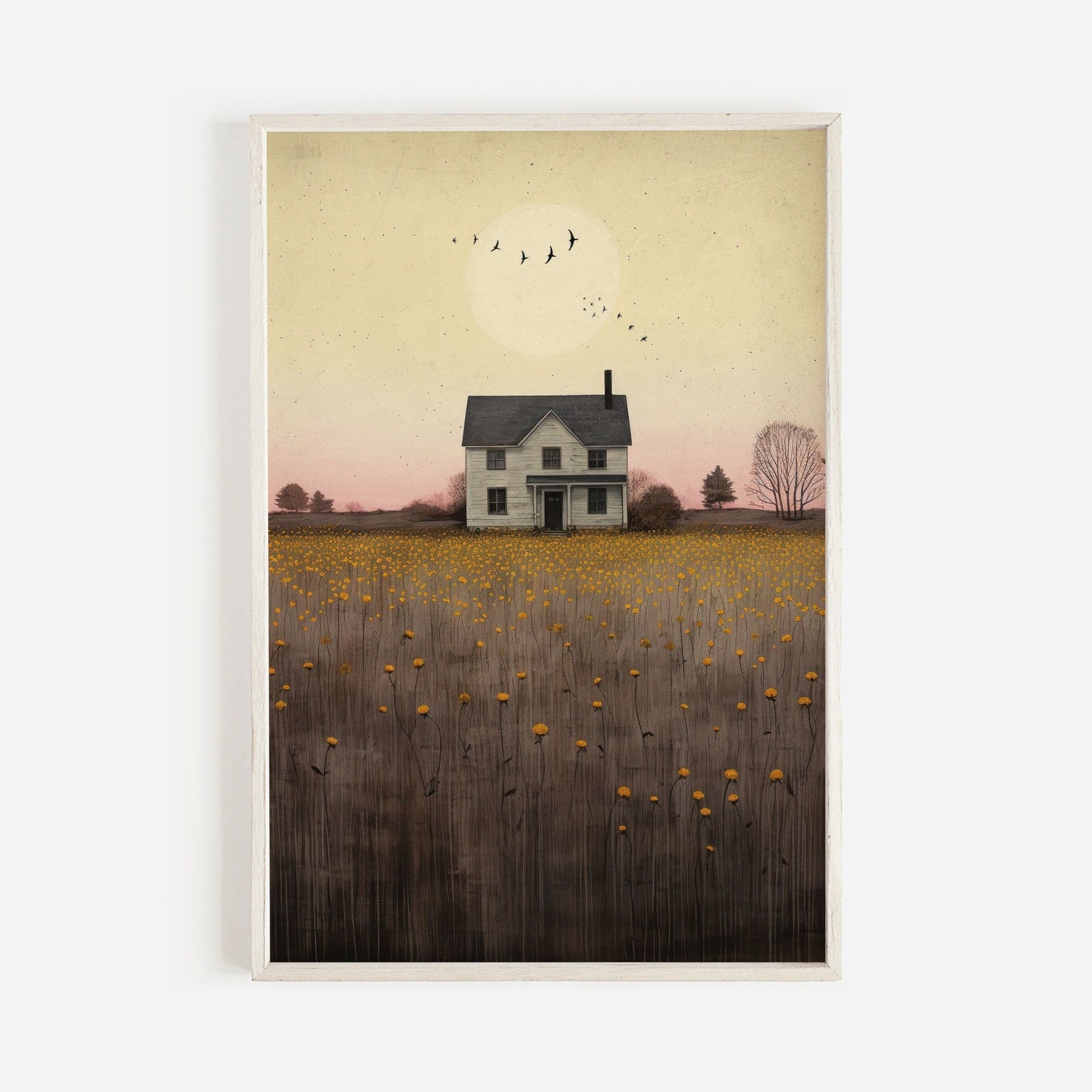 Country House Print, Countryside Wall Art, Farmhouse Decor - WildfieldPrints