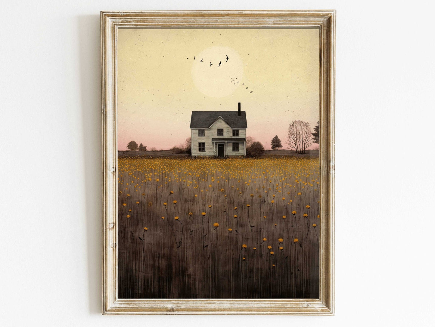Country House Print, Countryside Wall Art, Farmhouse Decor - WildfieldPrints