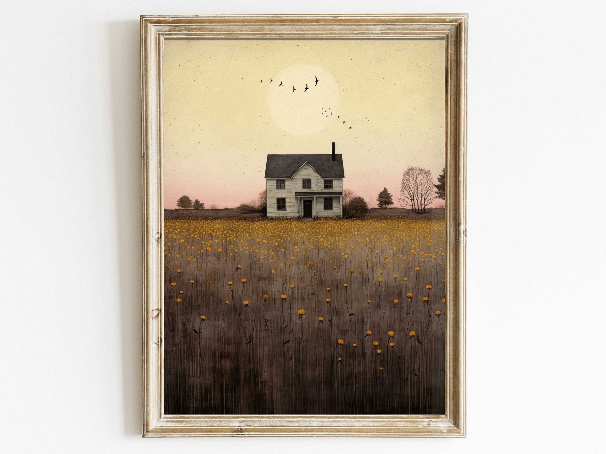Country House Print, Countryside Wall Art, Farmhouse Decor - WildfieldPrints