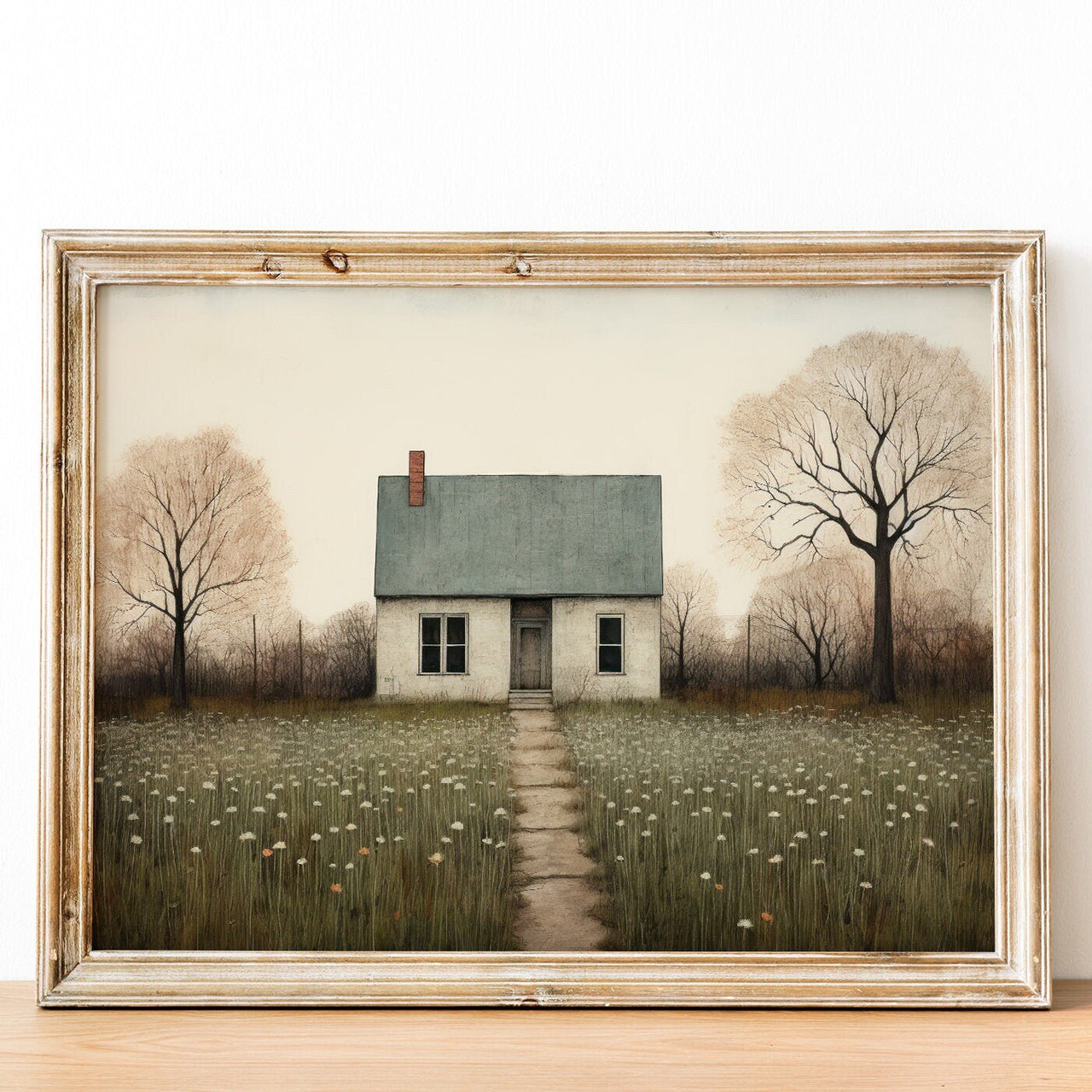 Country House Print – Rustic Living Room Wall Art