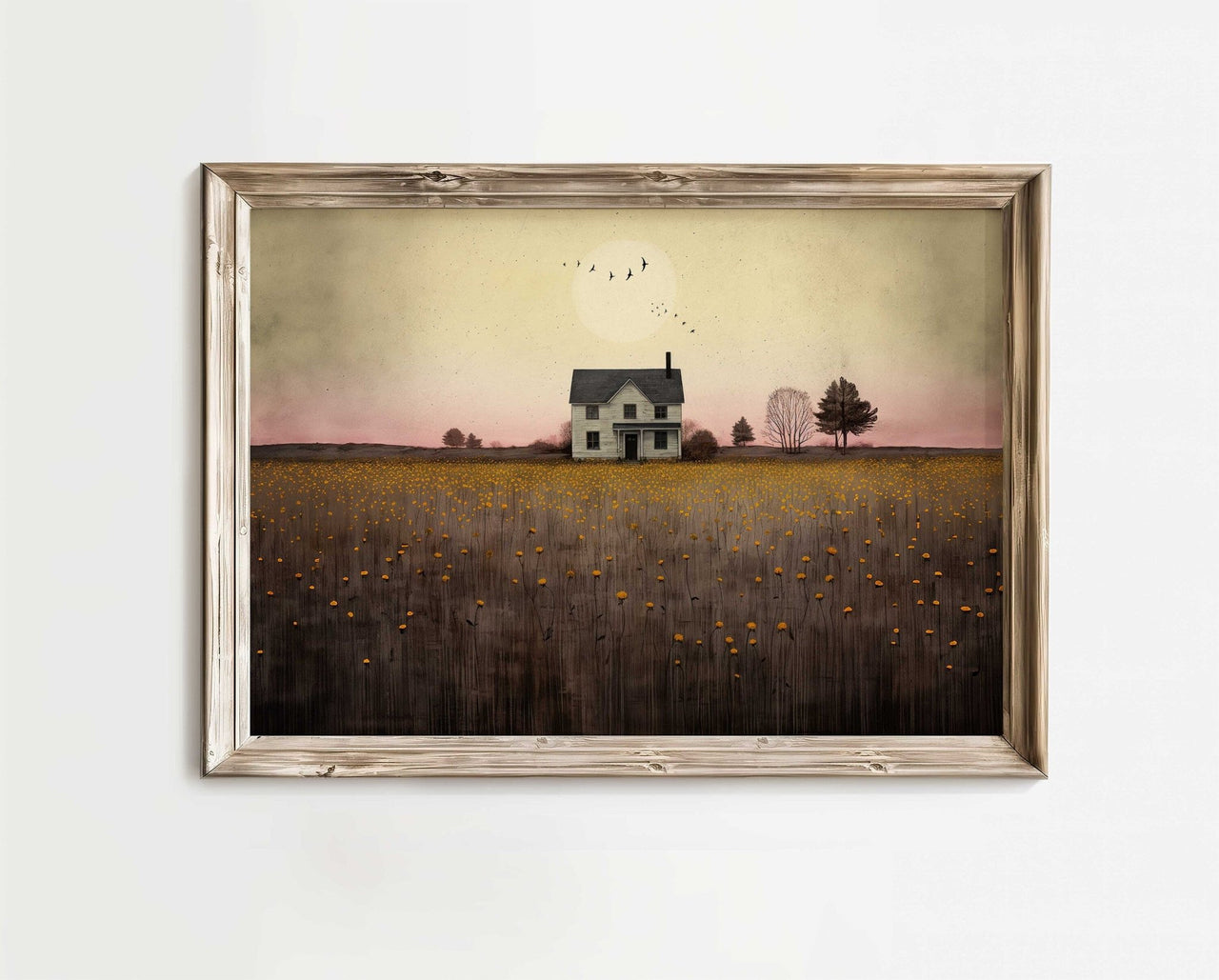 Gray Cottage Wall Art – Farmhouse Living Room Print