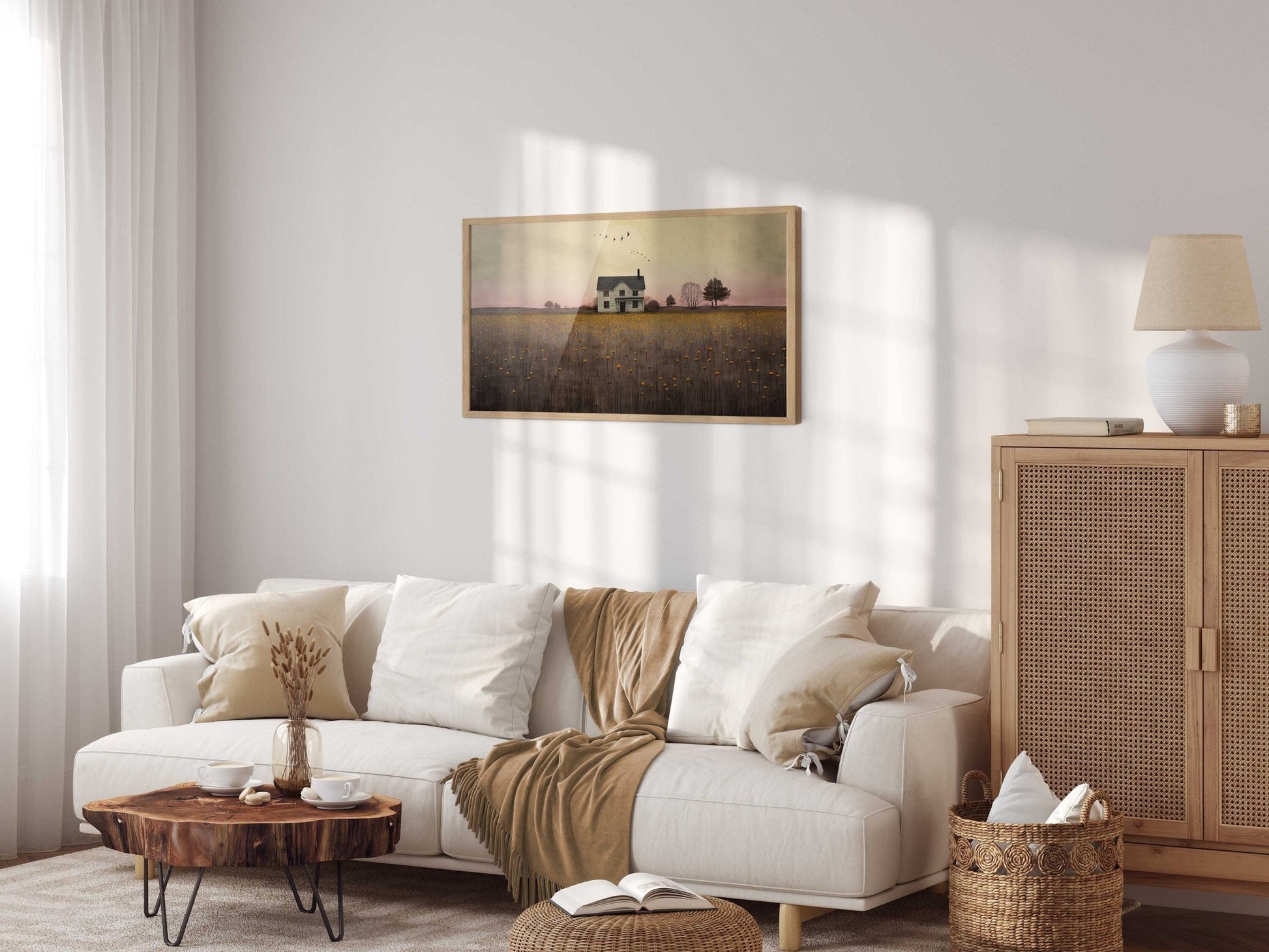 Country House Print, Farmhouse Wall Art, Countryside Decor - WildfieldPrints