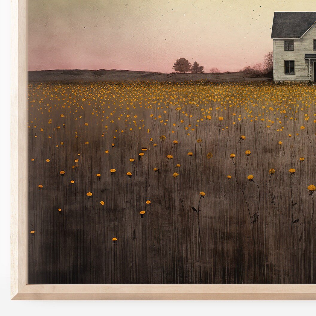 Gray Cottage Wall Art – Farmhouse Living Room Print